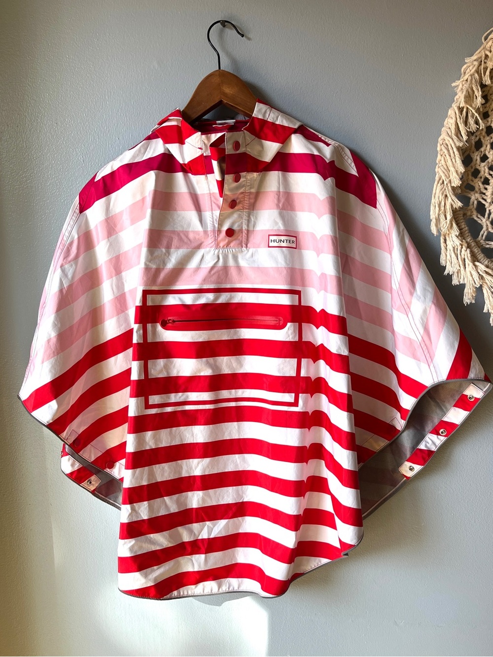 Hunter for Target Kids Rain Poncho M/L Pink Red White Striped Rare Collab